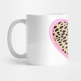 Cheetah Leopard Heart with Pink Frame Mug